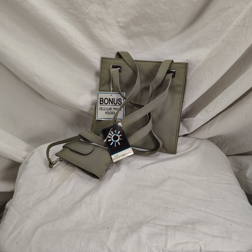 No Boundaries, bag with cellphone holder, grey, 9.5" x 8" x 3.5"